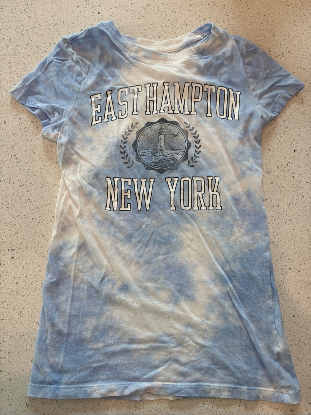 Aeropostale East Hampton New York Tie-Dye Tee - Light Blue/White